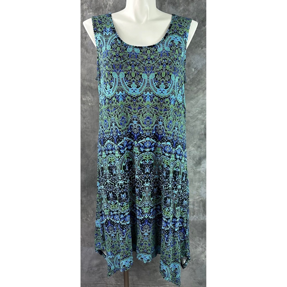 JNY Jones New York Multi Colored Scoop Neck Stretchy Knit Dress 2X (16294) NEW